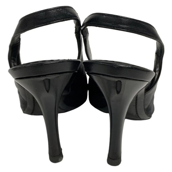 LOUIS VUITTON Black Women's Sandals Monogram Satin Leather 190-080925 - Picture 3 of 8